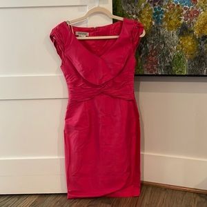 Coral silk Kay Unger dress, 2